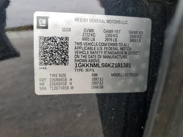 2019 GMC ACADIA SLT - 1GKKNMLS6KZ181381