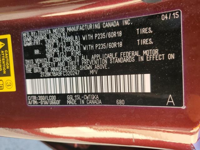 VIN 2T2BK1BA9FC320247 2015 Lexus RX, 350 Base no.13