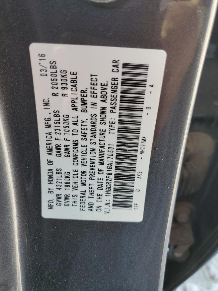 Lot #2955422708 2016 HONDA ACCORD EXL