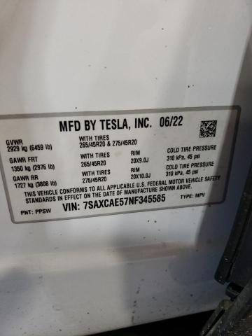 2022 TESLA MODEL X - 7SAXCAE57NF345585