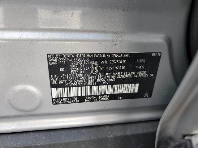 2019 TOYOTA RAV4 XSE - 2T3EWRFV2KW035598