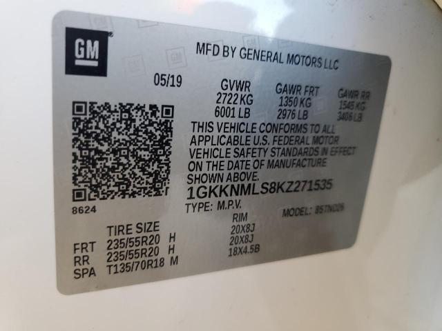 2019 GMC ACADIA SLT 1GKKNMLS8KZ271535
