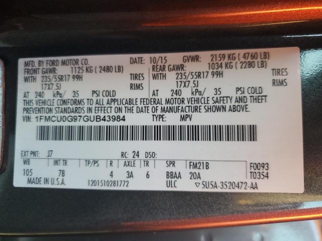 2016 FORD ESCAPE SE - 1FMCU0G97GUB43984