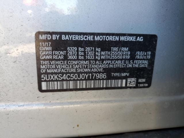 2018 BMW X5 XDRIVE3 - 5UXKS4C50J0Y17986