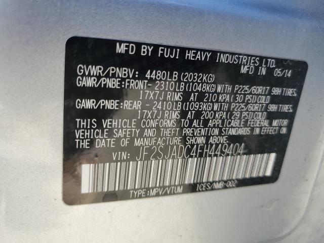 2015 SUBARU FORESTER 2 - JF2SJADC4FH449404