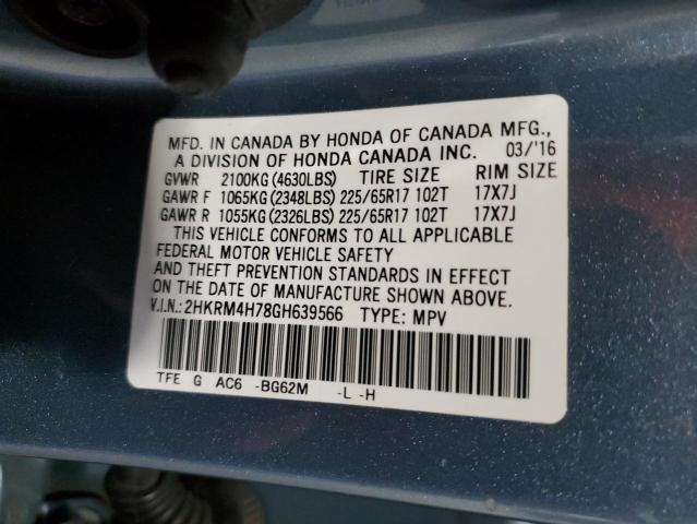 VIN 2HKRM4H78GH639566 2016 Honda CR-V, Exl no.13