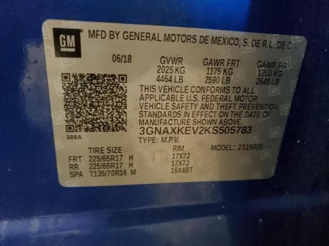 2019 CHEVROLET EQUINOX LT 3GNAXKEV2KS505783