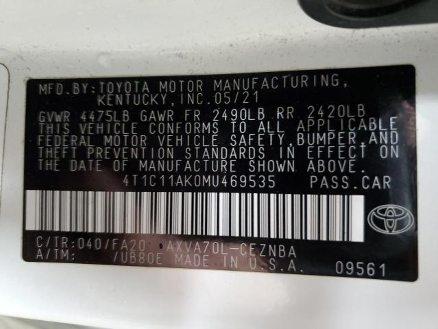 2021 TOYOTA CAMRY LE - 4T1C11AK0MU469535