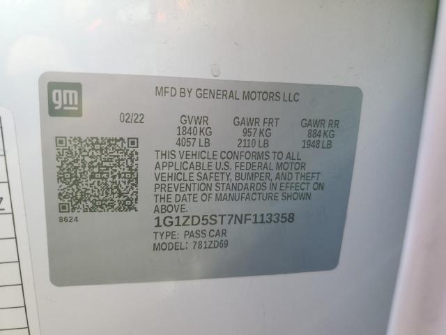 2022 CHEVROLET MALIBU LT - 1G1ZD5ST7NF113358