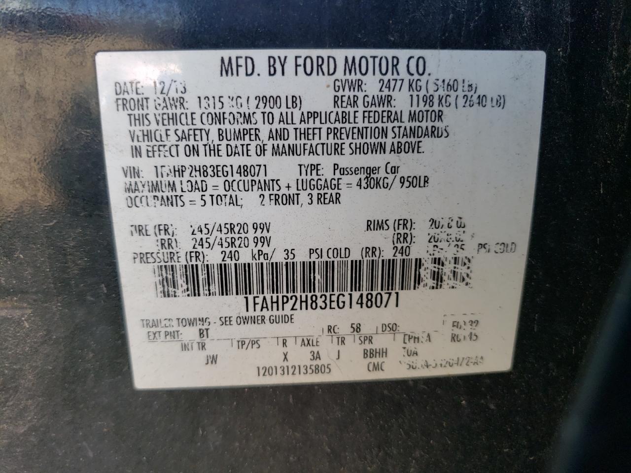 Lot #2940969522 2014 FORD TAURUS SEL