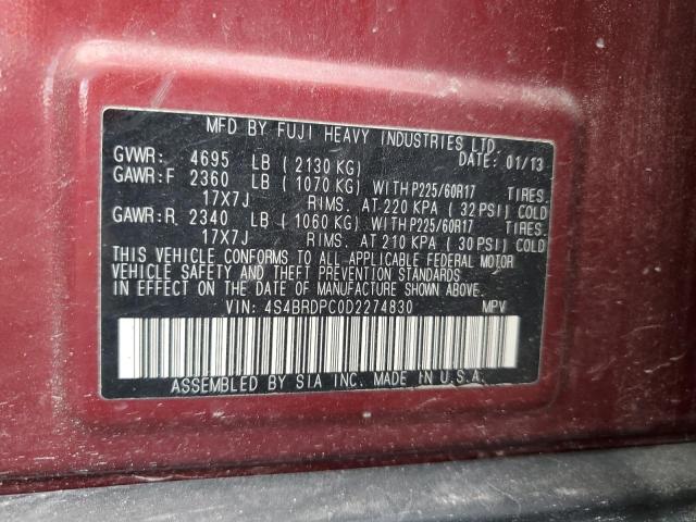 VIN 4S4BRDPC0D2274830 2013 Subaru Outback, 3.6R Lim... no.12