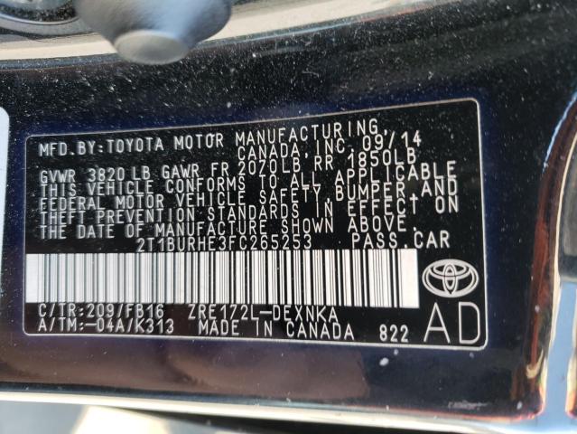 2015 TOYOTA COROLLA L - 2T1BURHE3FC265253