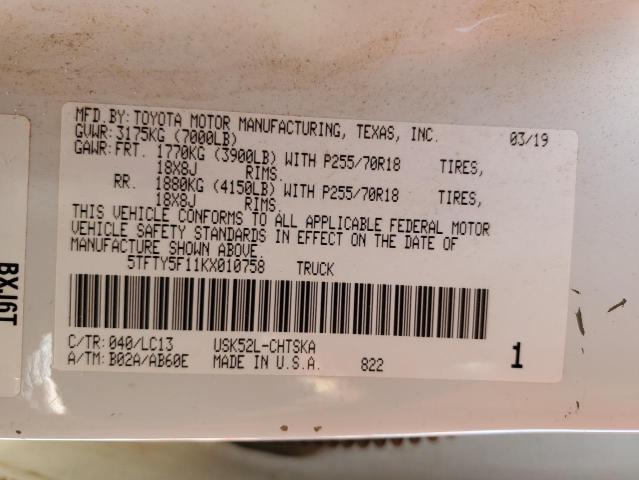2019 TOYOTA TUNDRA DOU - 5TFTY5F11KX010758