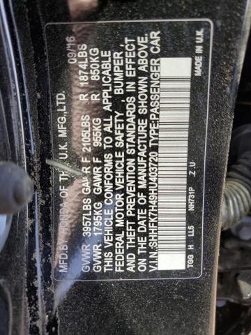 VIN SHHFK7H49HU403720 2017 Honda Civic, Sport no.12