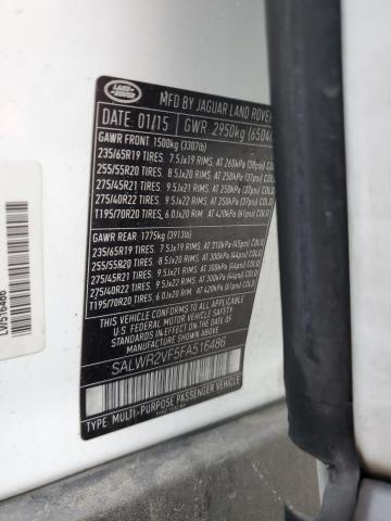 2015 LAND ROVER RANGE ROVE - SALWR2VF5FA516486