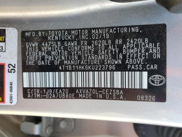 2019 TOYOTA CAMRY L - 4T1B11HK6KU223796