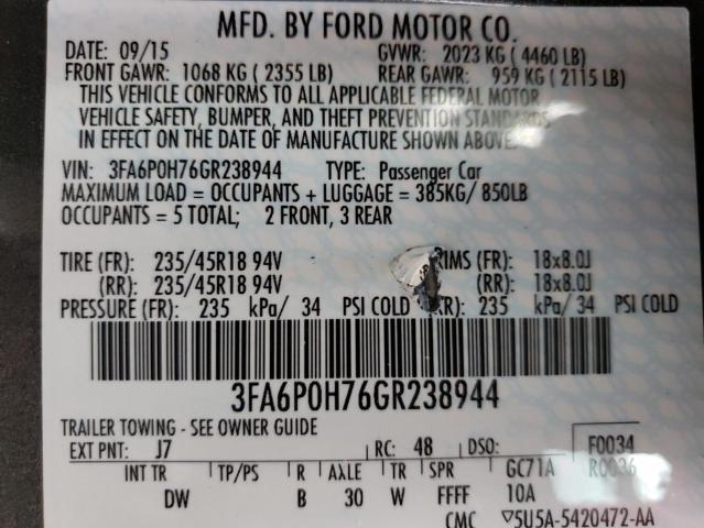 VIN 3FA6P0H76GR238944 2016 Ford Fusion, SE no.13