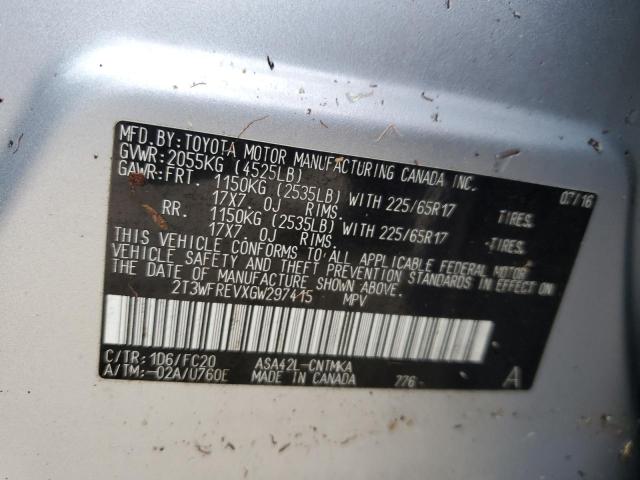 VIN 2T3WFREVXGW297415 2016 Toyota RAV4, Xle no.14