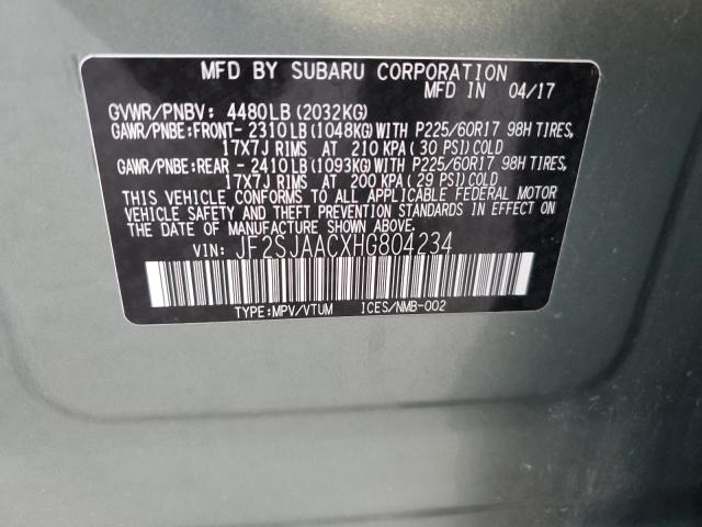 2017 SUBARU FORESTER 2 - JF2SJAACXHG804234
