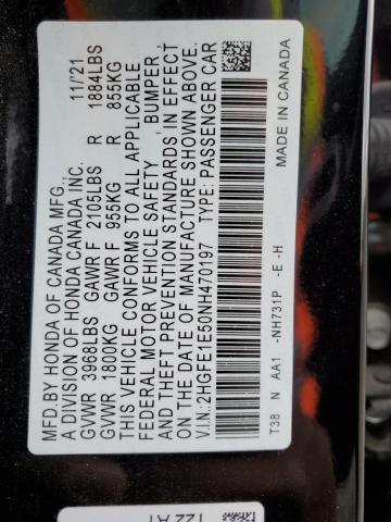 2022 HONDA CIVIC SI - 2HGFE1E50NH470197