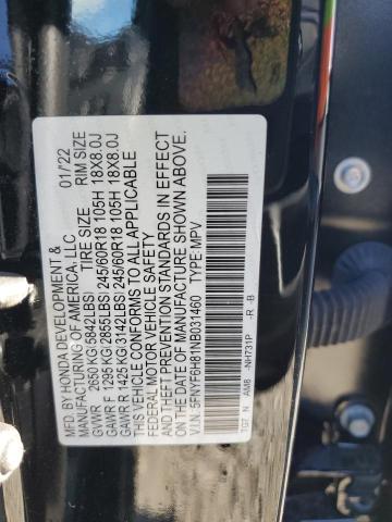 2022 HONDA PILOT TRAI 5FNYF6H81NB031460