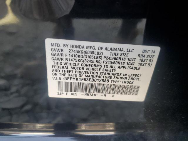 VIN 5FPYK1F63EB012688 2014 HONDA RIDGELINE no.12