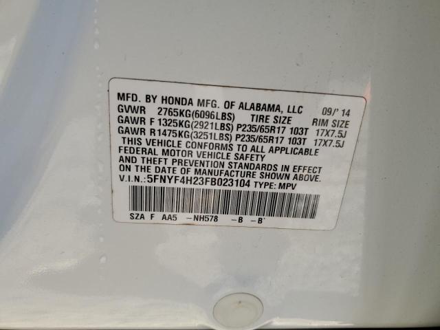 2015 HONDA PILOT LX - 5FNYF4H23FB023104