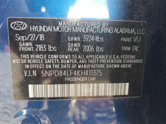 VIN 5NPD84LF4KH411375 2019 HYUNDAI ELANTRA no.13