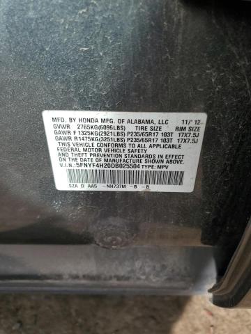 VIN 5FNYF4H20DB025504 2013 Honda Pilot, LX no.12