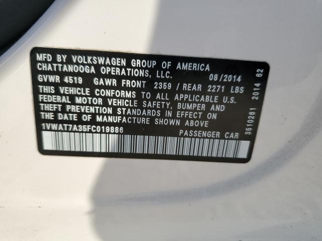 2015 VOLKSWAGEN PASSAT S - 1VWAT7A35FC019886