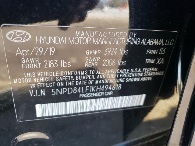 VIN 5NPD84LF1KH494618 2019 Hyundai Elantra, Sel no.12