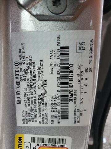 VIN 3FA6P0HD7HR178003 2017 Ford Fusion, SE no.12