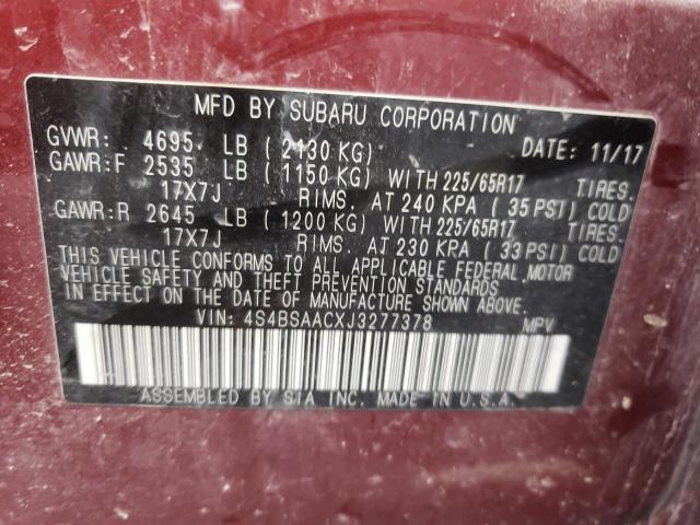 2018 SUBARU OUTBACK 2. - 4S4BSAACXJ3277378