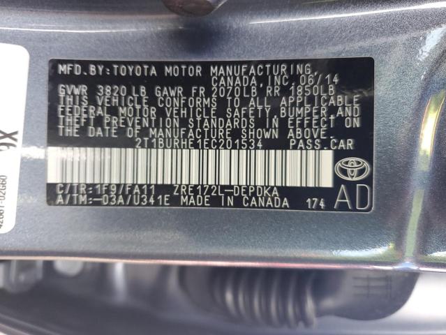 VIN 2T1BURHE1EC201534 2014 Toyota Corolla, L no.13