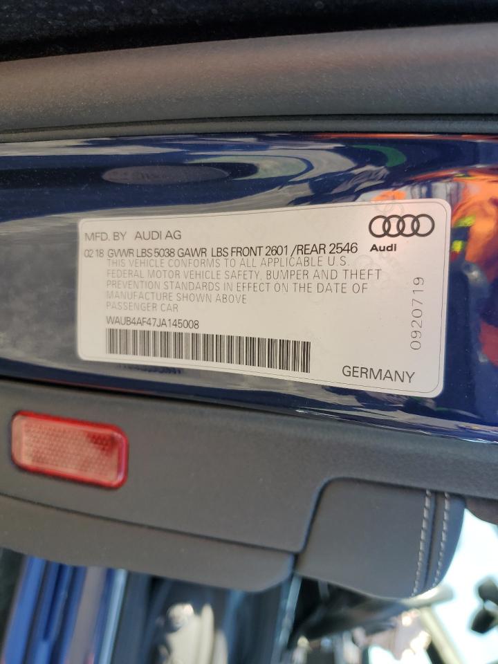 Lot #2972042021 2018 AUDI S4 PREMIUM