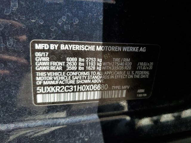 VIN 5UXKR2C31H0X06680 2017 BMW X5 no.14