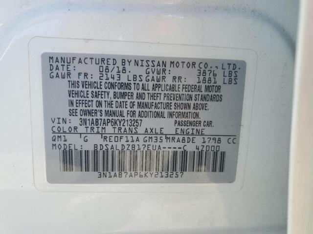 VIN 3N1AB7AP6KY213257 2019 Nissan Sentra, S no.13