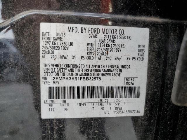 VIN 2FMPK3K91FBB32578 2015 Ford Edge, Titanium no.13