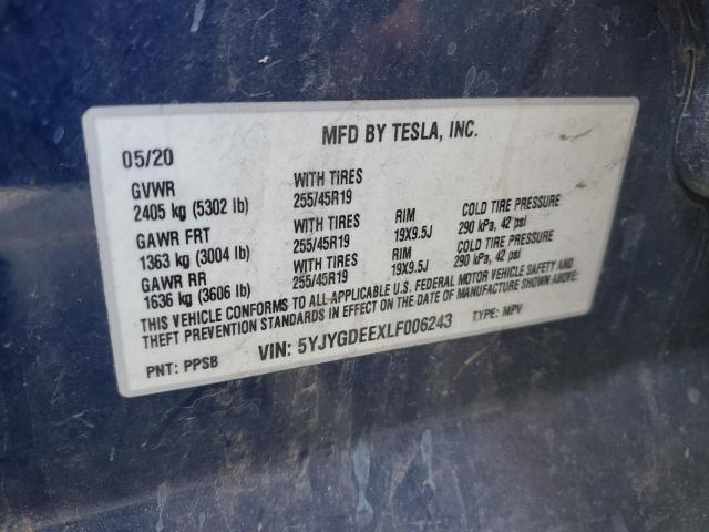 2020 TESLA MODEL Y - 5YJYGDEEXLF006243