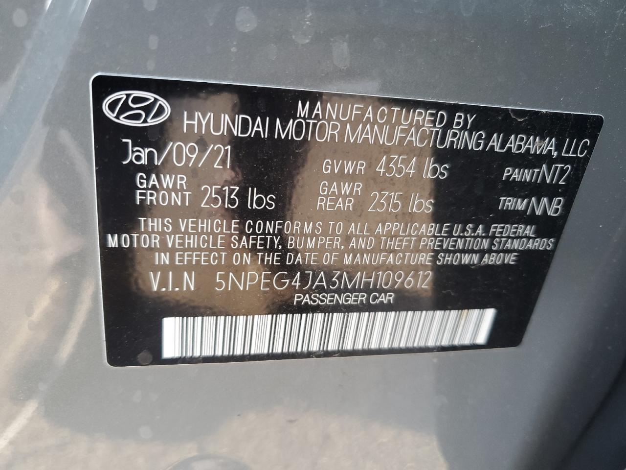 Lot #3034284082 2021 HYUNDAI SONATA SE