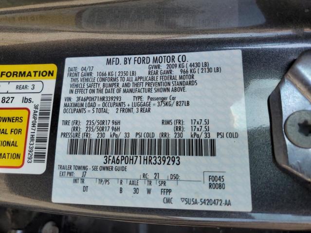 VIN 3FA6P0H71HR339293 2017 Ford Fusion, SE no.12