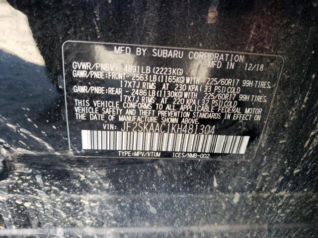 2019 SUBARU FORESTER JF2SKAAC1KH481304