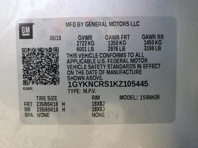 2019 CADILLAC XT5 LUXURY - 1GYKNCRS1KZ105445
