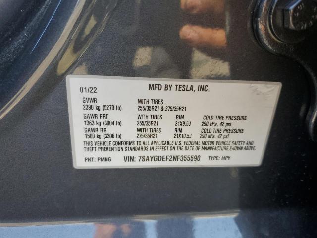 VIN 7SAYGDEF2NF355590 2022 Tesla MODEL Y no.14