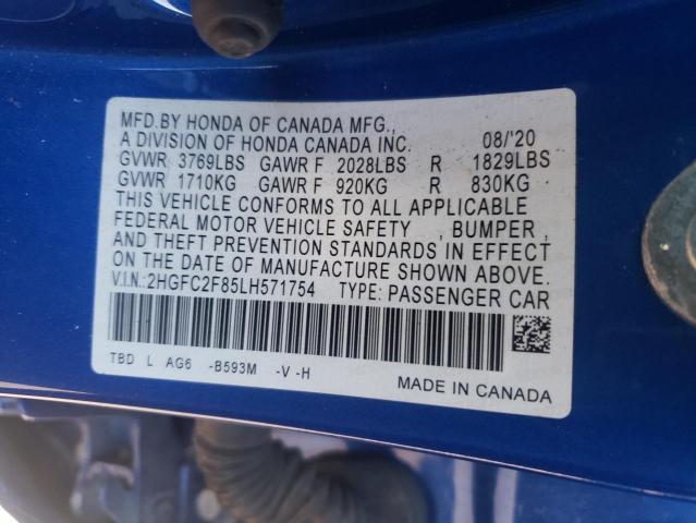 2020 HONDA CIVIC - 2HGFC2F85LH571754