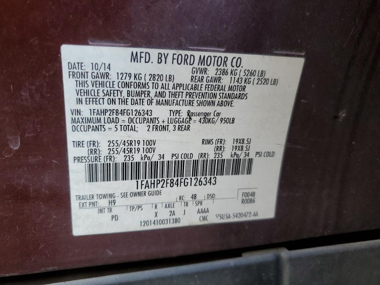 Lot #3029749245 2015 FORD TAURUS LIM