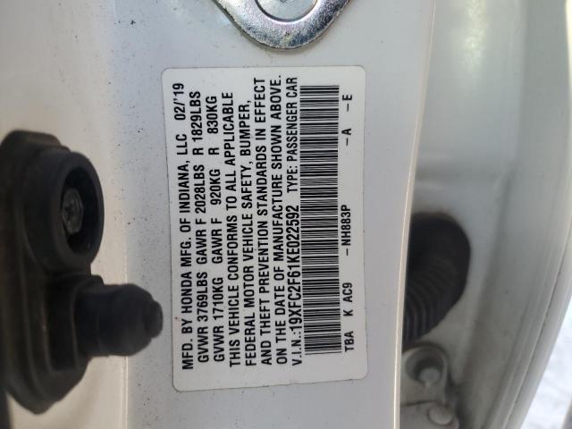 19XFC2F61KE022592 2019 HONDA CIVIC