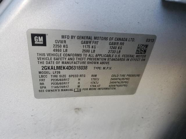 VIN 2GKALMEK4D6318038 2013 GMC Terrain, Sle no.13