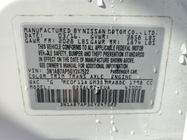 VIN 3N1AB7AP5GY247522 2016 Nissan Sentra, S no.13