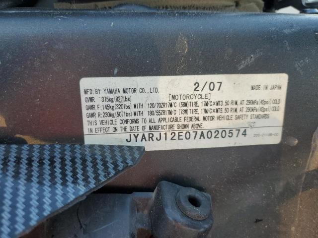 2007 YAMAHA YZFR6 L JYARJ12E07A020574